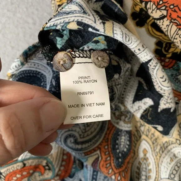 Anthropologie Fig & Flower Floral Paisley Tunic Shirt Sheath 3/4 Sleeves Large - Picture 9 of 10